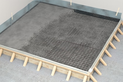 Concrete with reinforcement mesh